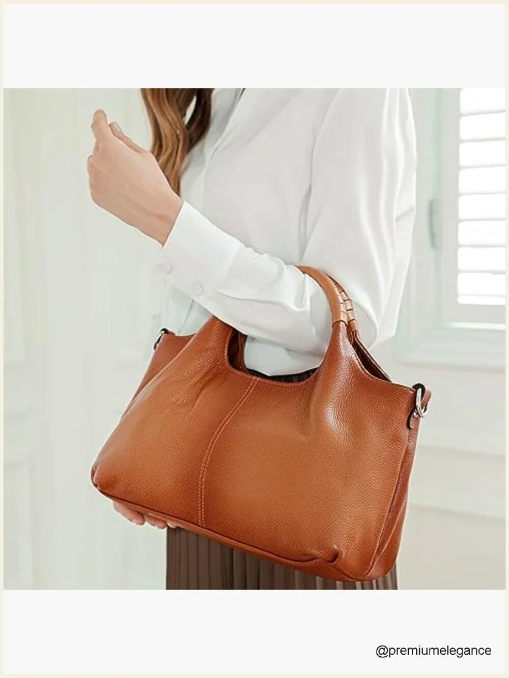 Genuine Leather Satchel Crossbody Handbag Medium Tote Shoulder Purse